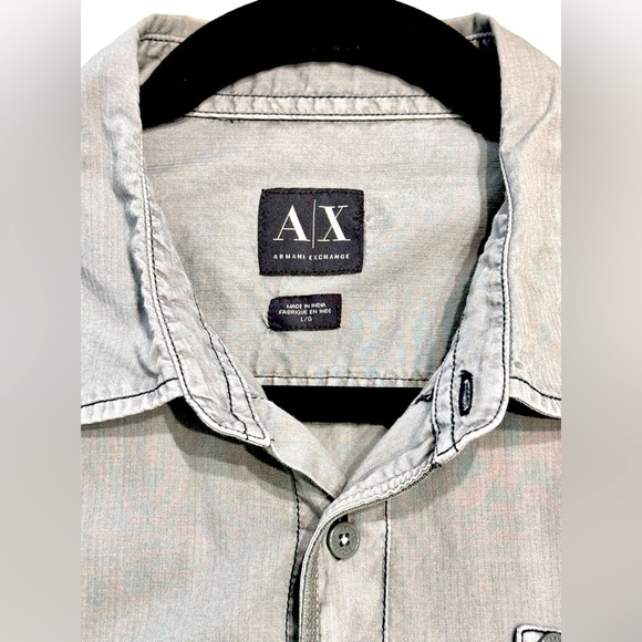 Men’s Armani Exchange Military Style Fashion Shirt Size L Used Great Condition - Picture 9 of 11
